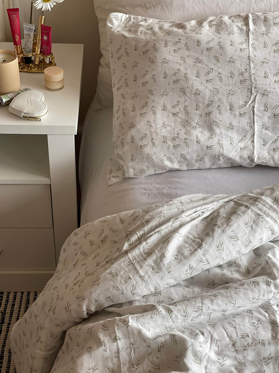 Olive Muslin Duvet Cover Set Arya&Mo